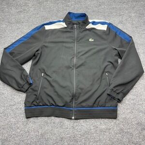 Lacoste Sport Mens Full Zip Track Jacket Black Blue White Colorblock XL